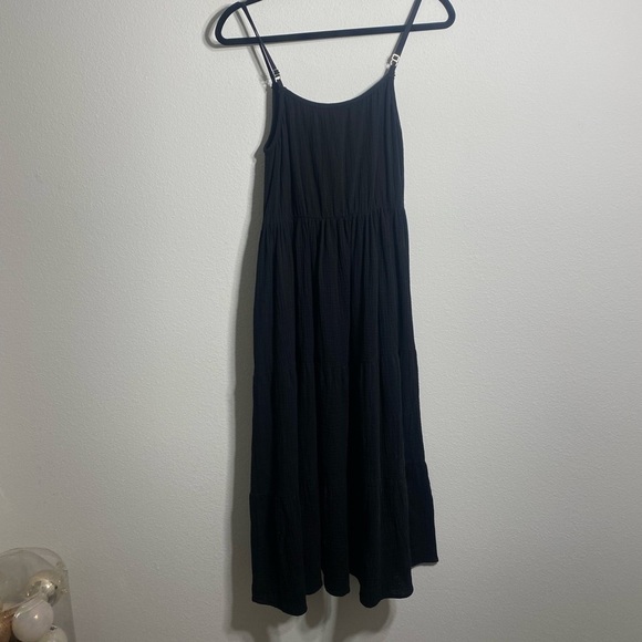 Magaschoni Black Cotton Gauze Midi Dress NWT size small - Picture 4 of 9